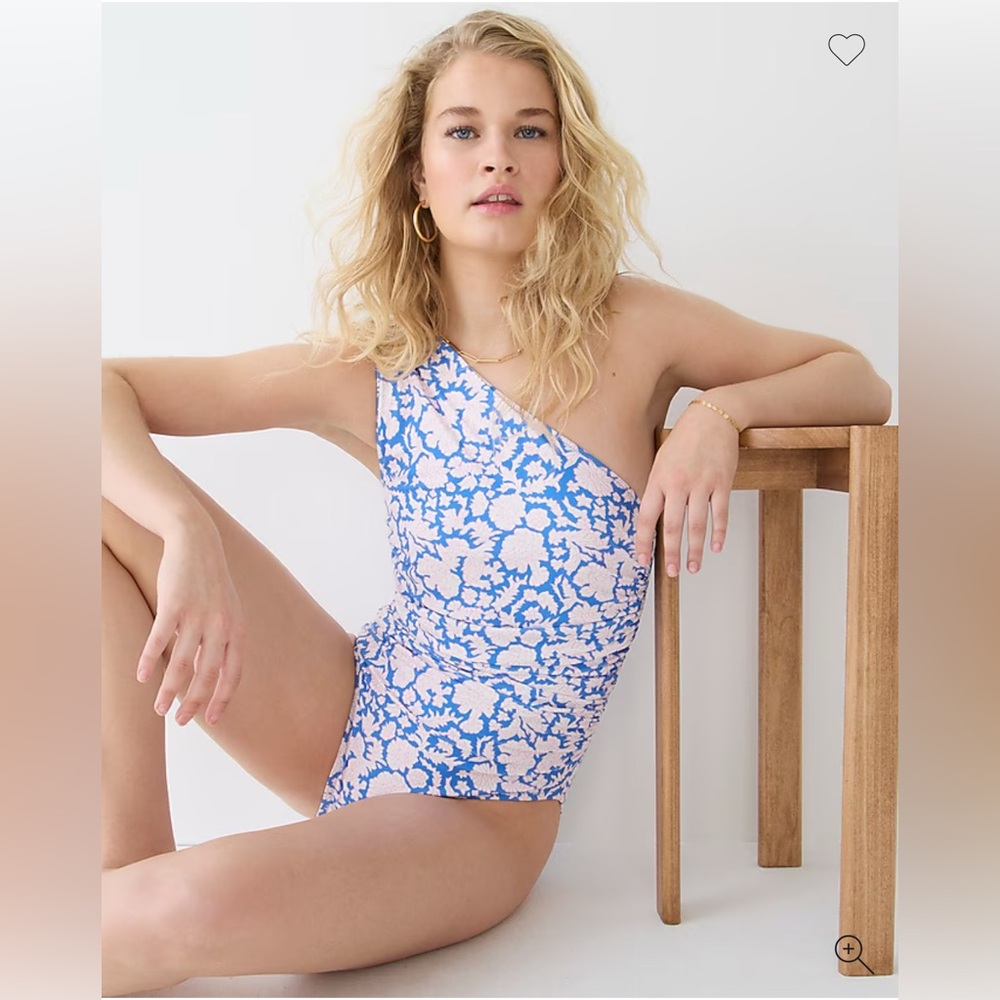 JCREW plus size ruched one-shoulder one-piece swimsuit